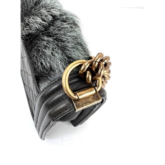 Chanel Small Boy Flap Quilted Goat Hair Gray Leather Shoulder Bag RARE - Picture 13 of 16